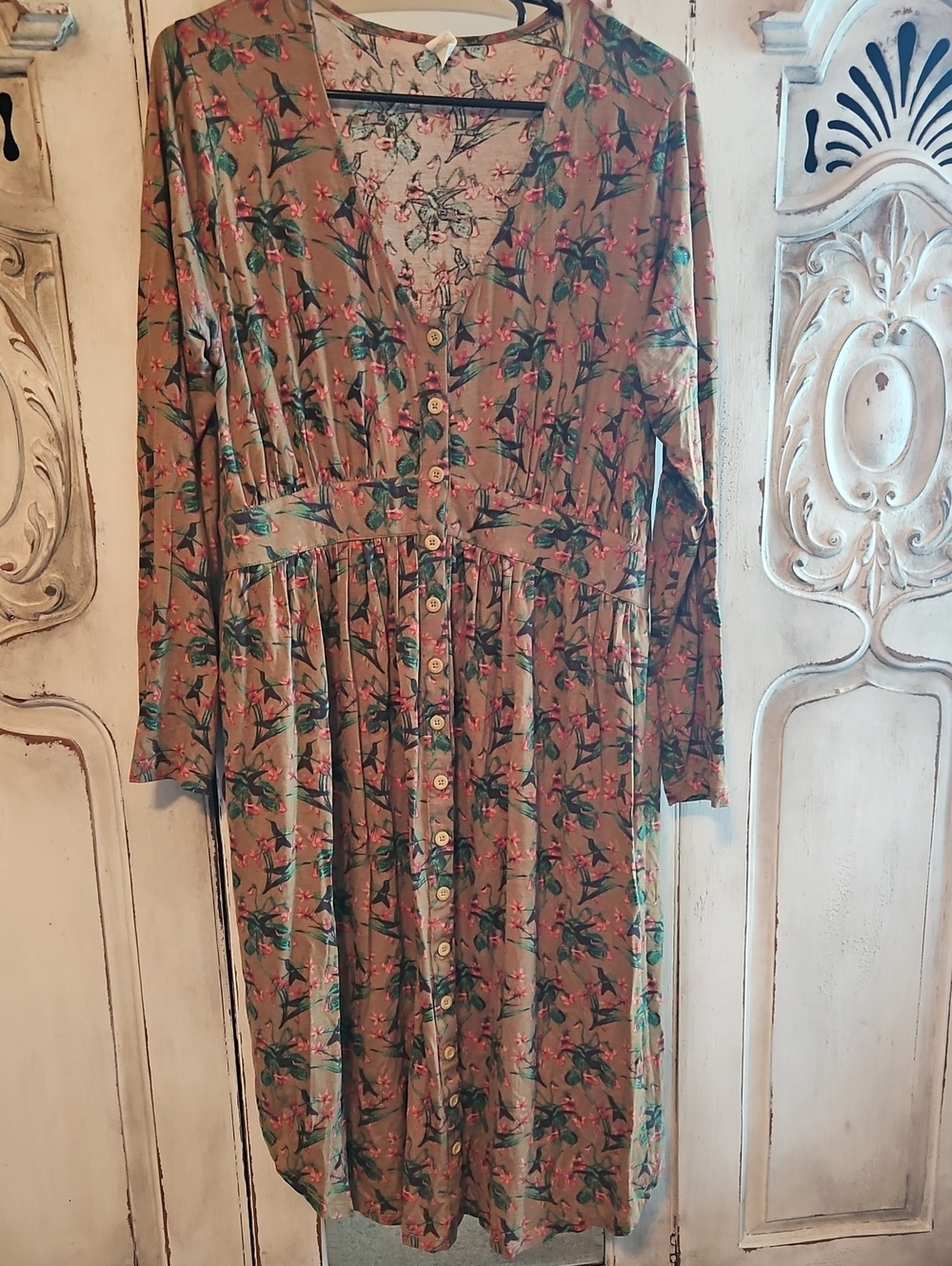 Kate Quinn The Woods Hummingbird Modal Button Dress Women's Large